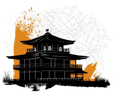 Pagoda silhouette design clipart