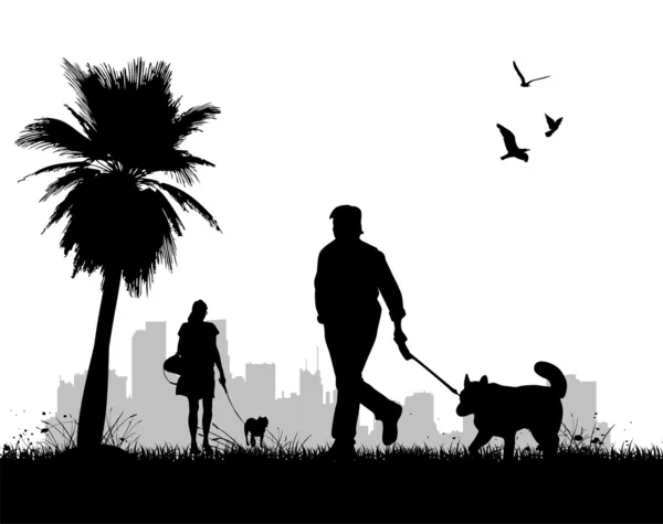 Köpek yürüyüş — Stok Vektör