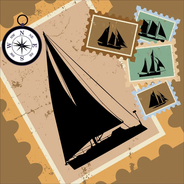 Sailing silhouette — Stock Vector