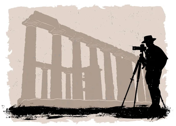 Fotograf med historiska tempel — Stock vektor