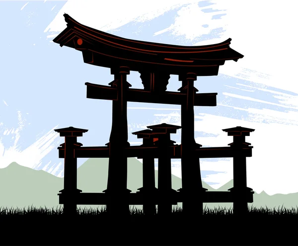 stock vector Japan temple