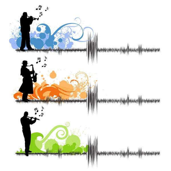 Saxophone and trumpet players — Stock Vector