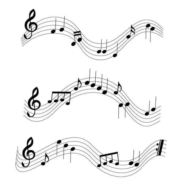3 different music notes — Stock Vector