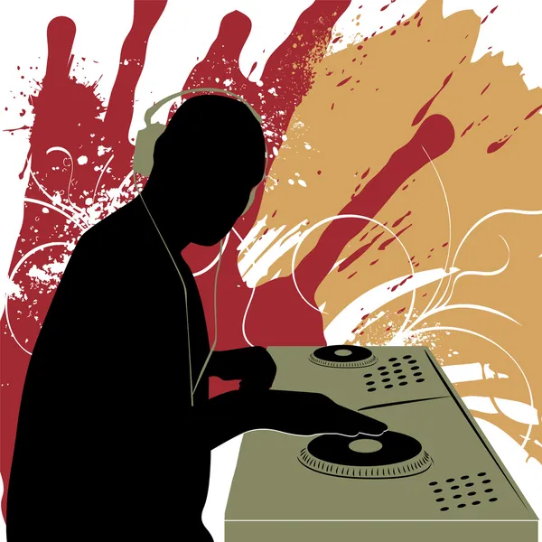 DJ silhouet — Stockvector