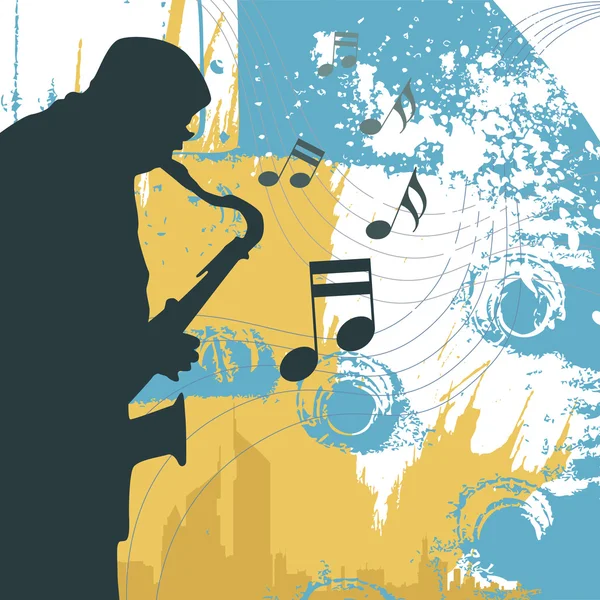 Silueta saxofonista — Archivo Imágenes Vectoriales