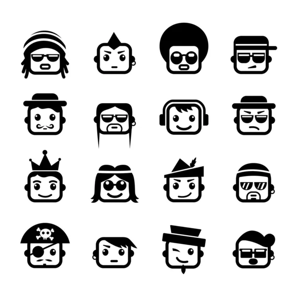 Smiley faces. men characters — Stock Vector