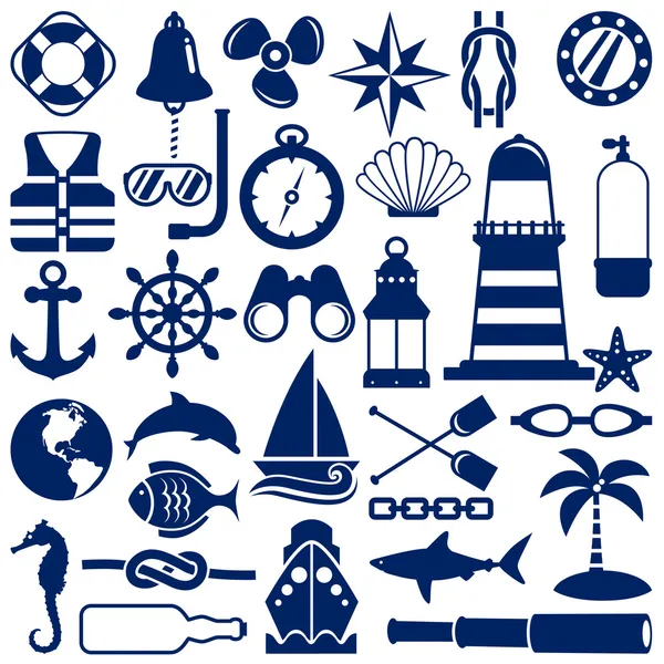 Námořní ikony — Stockový vektor