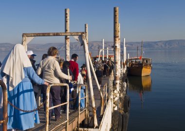 Boat on the sea of Galilee clipart