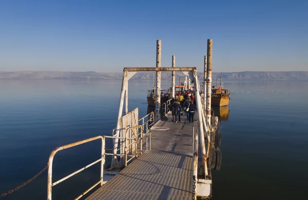 Barca sul Mare di Galilea — Foto Stock