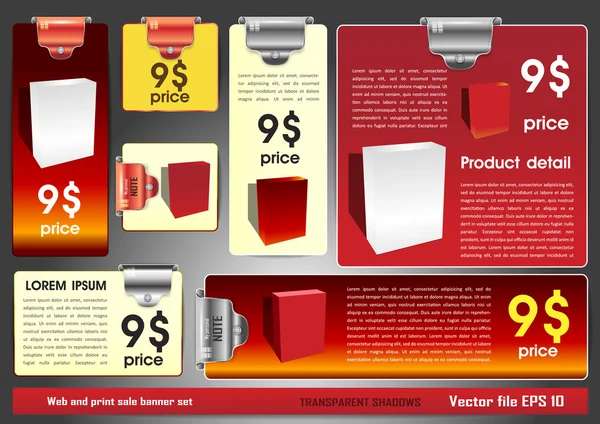 Web og print salg banner sæt – Stock-vektor