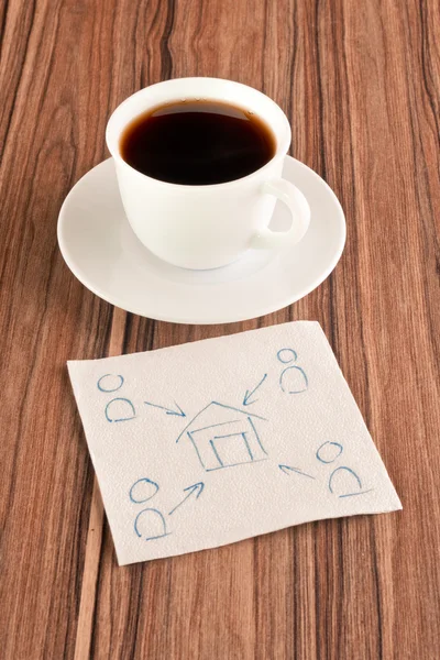 House and the on a napkin — Stock Photo, Image