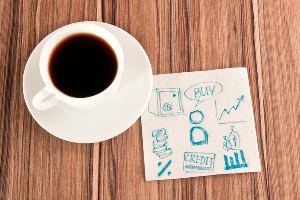 Financial signs on a napkin — Stock Photo, Image