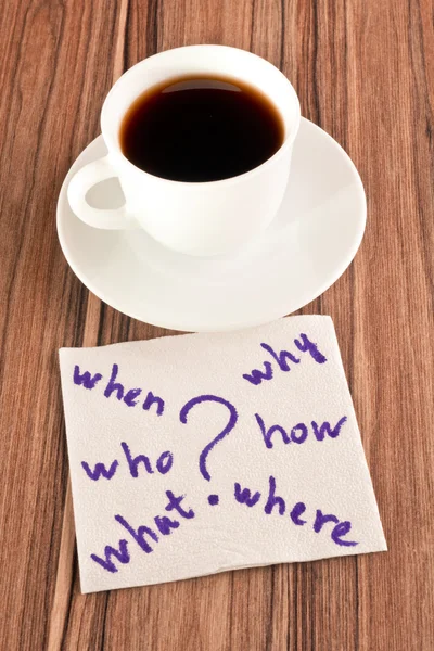 Questions on a napkin — Stock Photo, Image