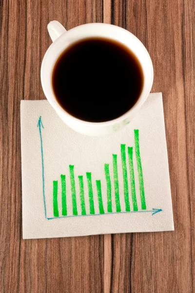 Green graphs on a napkin — Stock Photo, Image