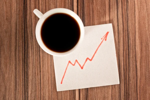 Growth chart on a napkin — Stock Photo, Image