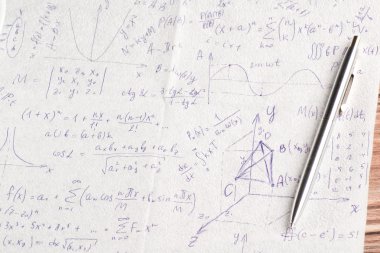 Mathematical calculations on a napkin clipart