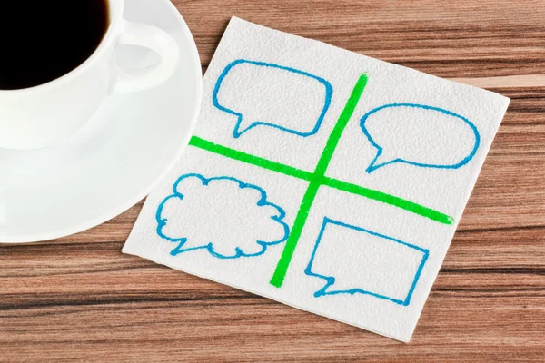 The signs of talk on a napkin — Stock Photo, Image