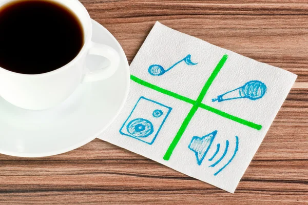 Signs of music on a napkin — Stock Photo, Image