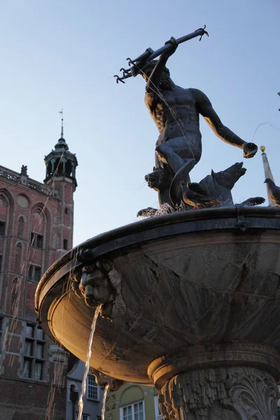 Fountain Neptune, Danzing, Gdansk, Poland — Stock Photo, Image