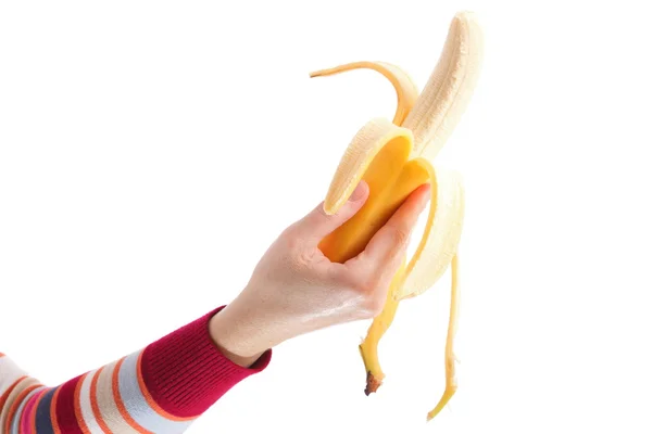 Banan isolert på hvit bakgrunn – stockfoto