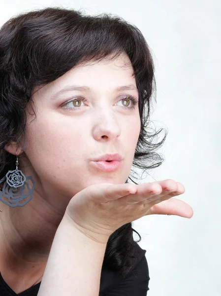 Woman blowing a kiss woman isolated — Stock Photo, Image