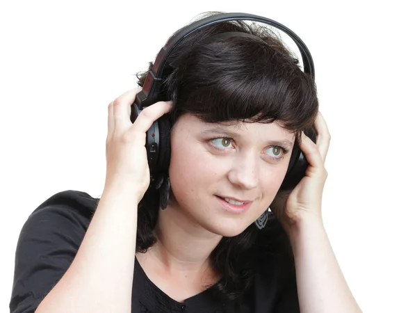Smiling woman with headphones — Stock Photo, Image