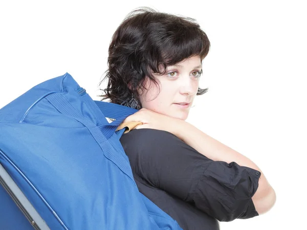 Женщина и плечевая сумка изолированы — стоковое фото