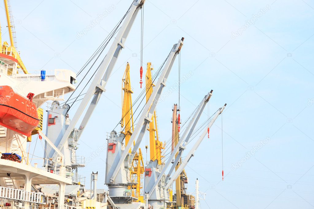 Yellow port crane terminal seaport