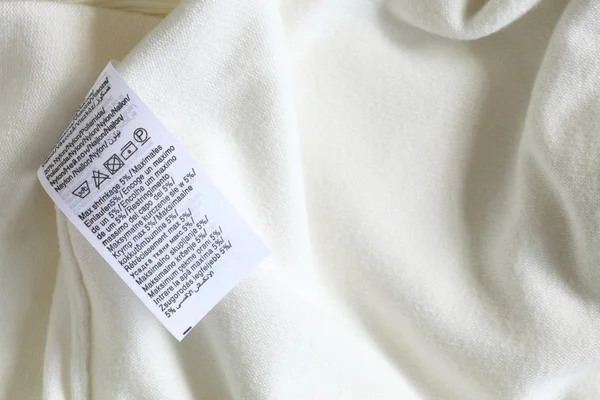 Makro giyim etiketin beyaz — Stok fotoğraf