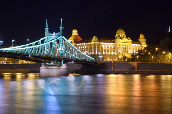 Budapešť noc most — Stock fotografie