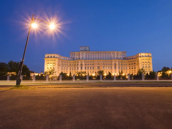 stock image Palace of the Parliament at night
