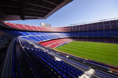 Wide view of FC Barcelona (Nou Camp) soccer stadium clipart