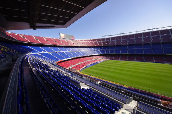 Wide view of FC Barcelona (Nou Camp) soccer stadium