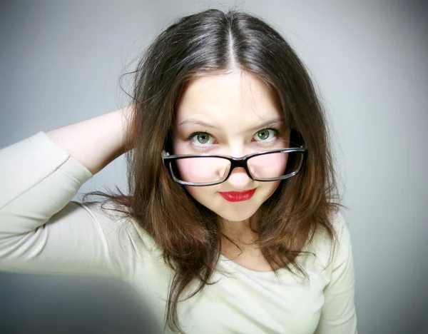 Glamour lány szemüveg — Stock Fotó