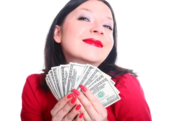 Ela adora dinheiro. — Fotografia de Stock