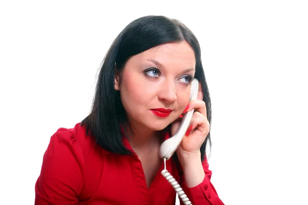 En tjej som pratar i telefon som isolerade — Stockfoto