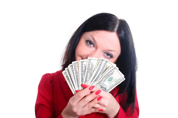 Girl and money isolated Stock Image