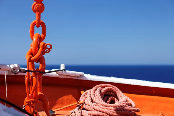 Dodávky loď kotevní lano a řetěz — Stock fotografie