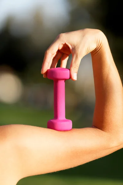 Hand with a dumbbell — Stock Photo, Image