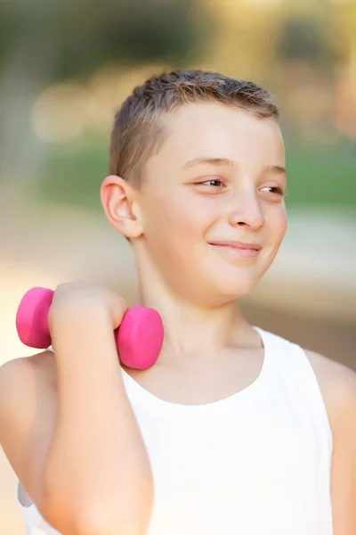Boy and Fitness in the Park — Stock Photo, Image