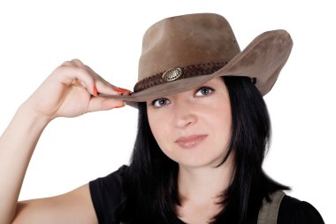 izole kovboy şapkalı kız