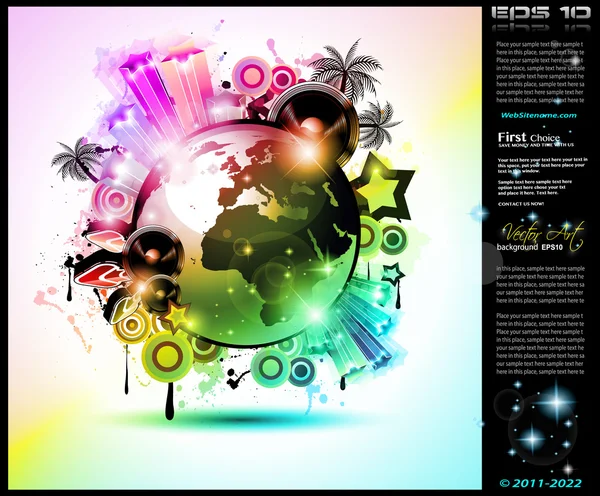Fond de club de musique pour la danse disco — Image vectorielle