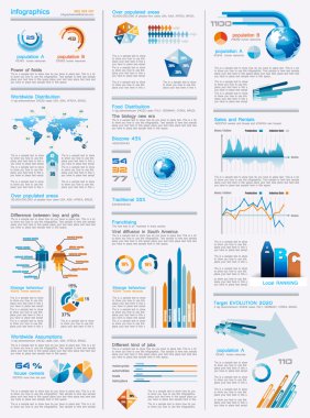 Infographics page with a lot of design elements clipart