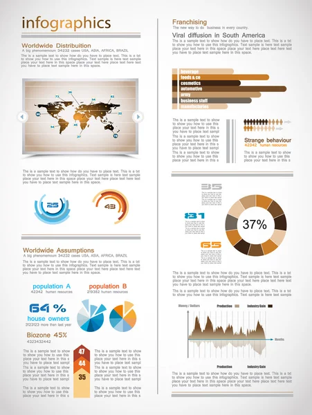 Infographics sayfa tasarım öğeleri bir sürü — Stok Vektör