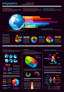 infographics sayfa tasarım öğeleri bir sürü