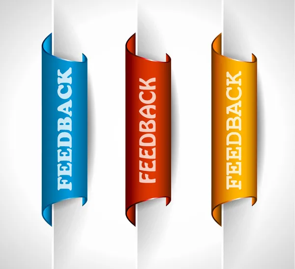3 etiquetas adhesivas de papel para botón de retroalimentación — Vector de stock