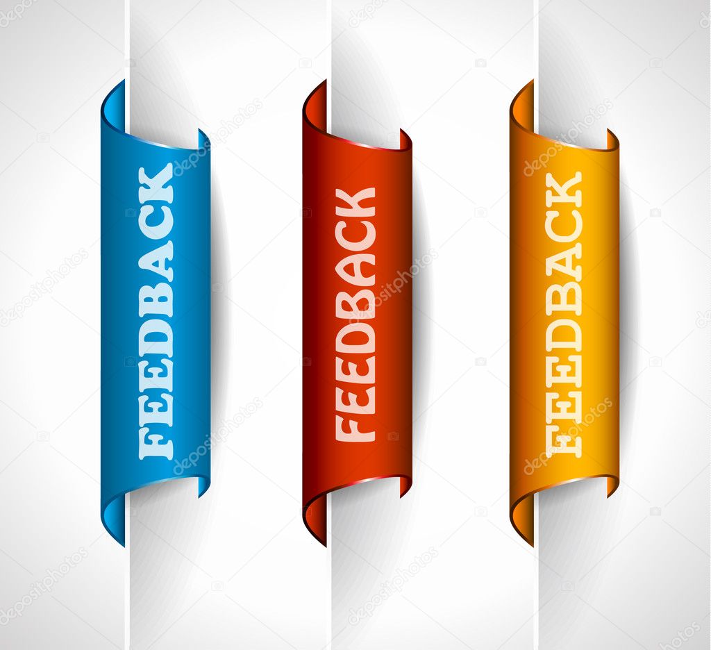 3 paper stickers tag for feedback button