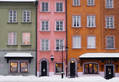 Facades of Warsaw Old Town Buildings, Poland. clipart