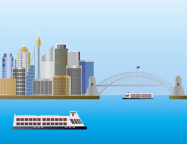 シドニー オーストラリアのスカイラインの図 — ストックベクタ