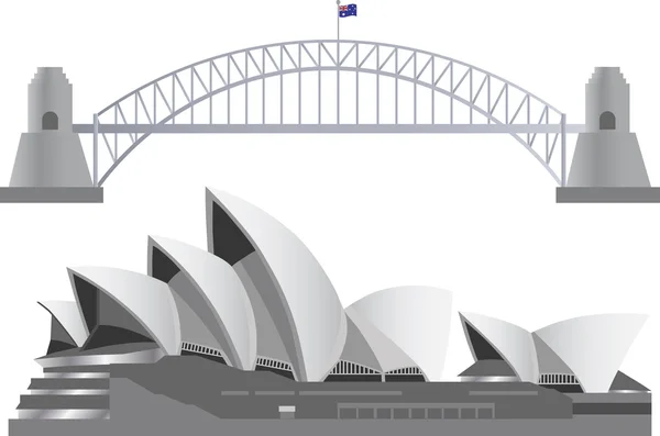 Sydney Australia Skyline Landmarks — Stock Vector